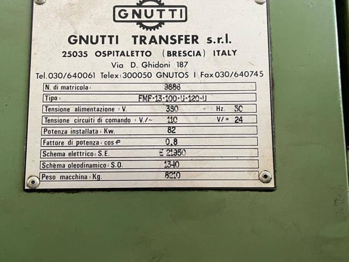 Macchina transfer GNUTTI FMF 13 100 U 120 Marcatura CE