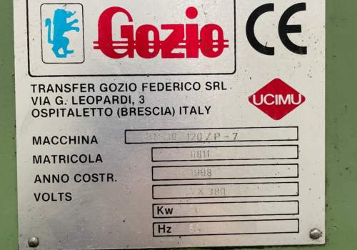 Macchina transfer Gozio marcatura CE